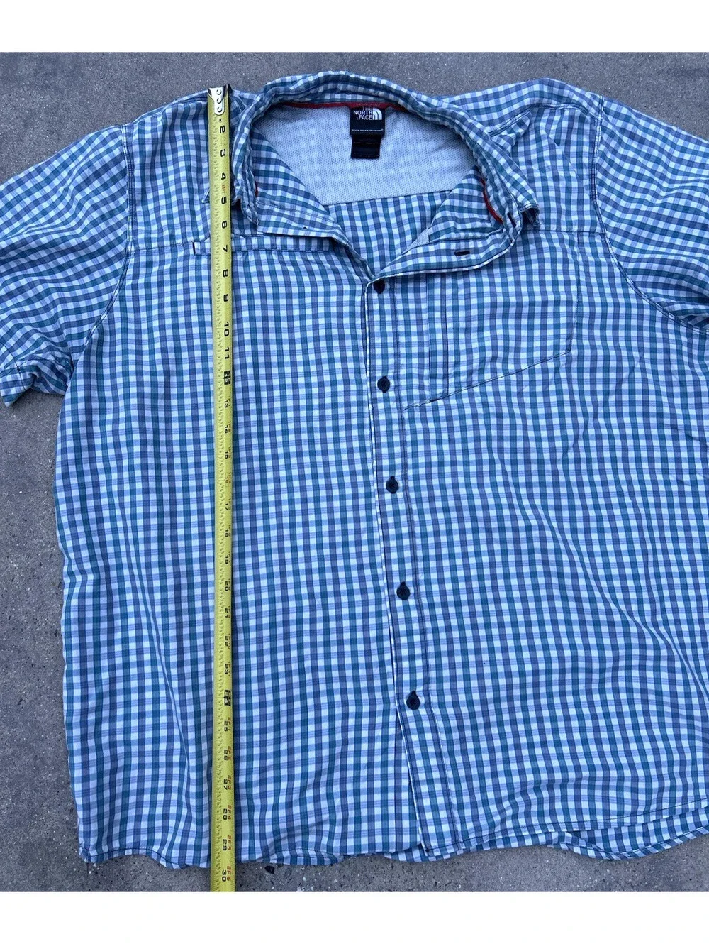 The North Face Men Plaid Short Sleeve Zipped Pocket Button-Up Shirt Blue Size XL